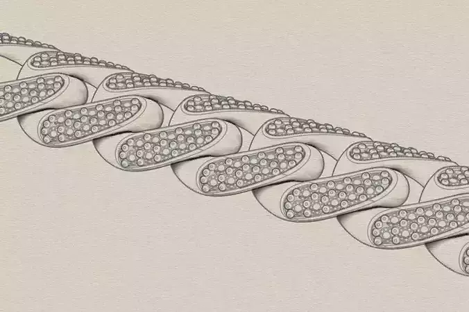 cuban chain necklace  Chain bracelet  STL