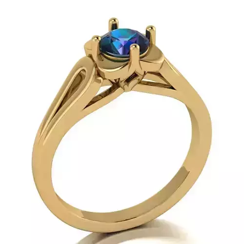 Flower shaped female ring with gem 3D print model