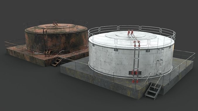 Oil Gaz Water tank Low-poly 3D model