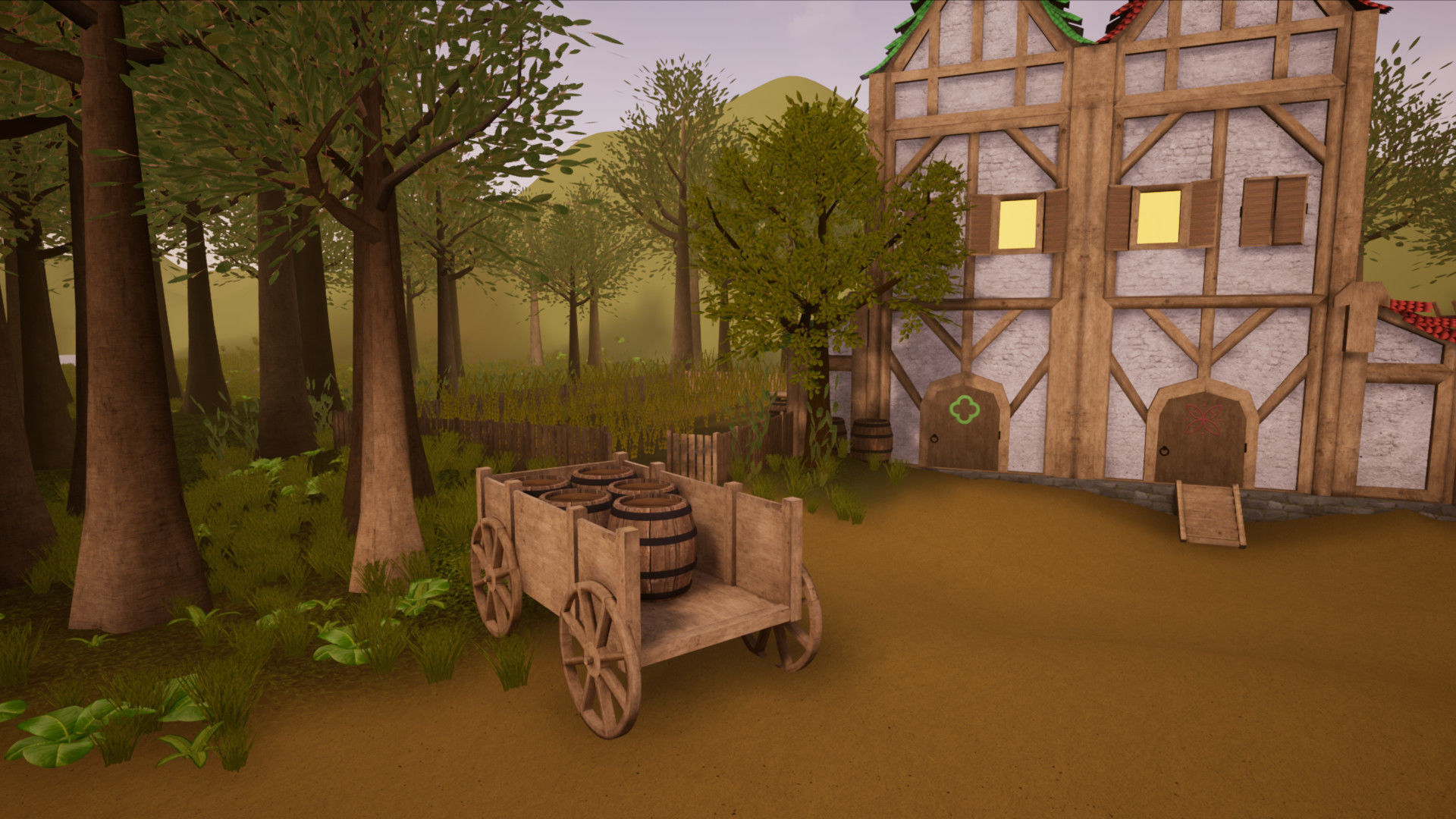 Modular Town Village Houses Kit Low-poly 3D model_4