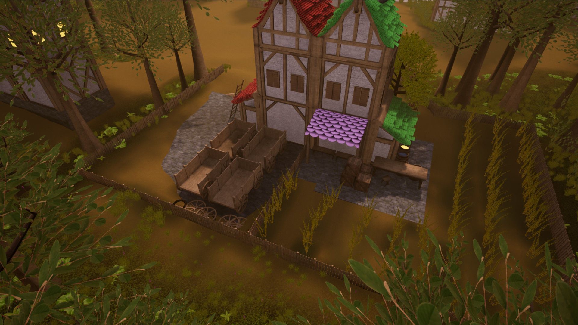 Modular Town Village Houses Kit Low-poly 3D model_7