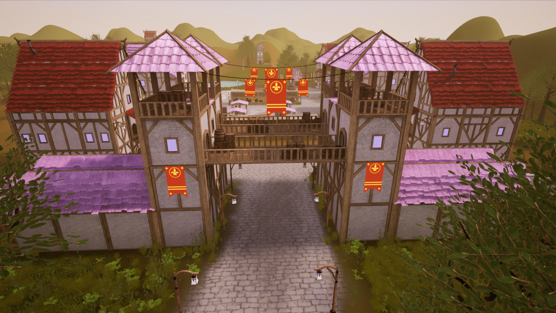 Modular Town Village Houses Kit Low-poly 3D model_3