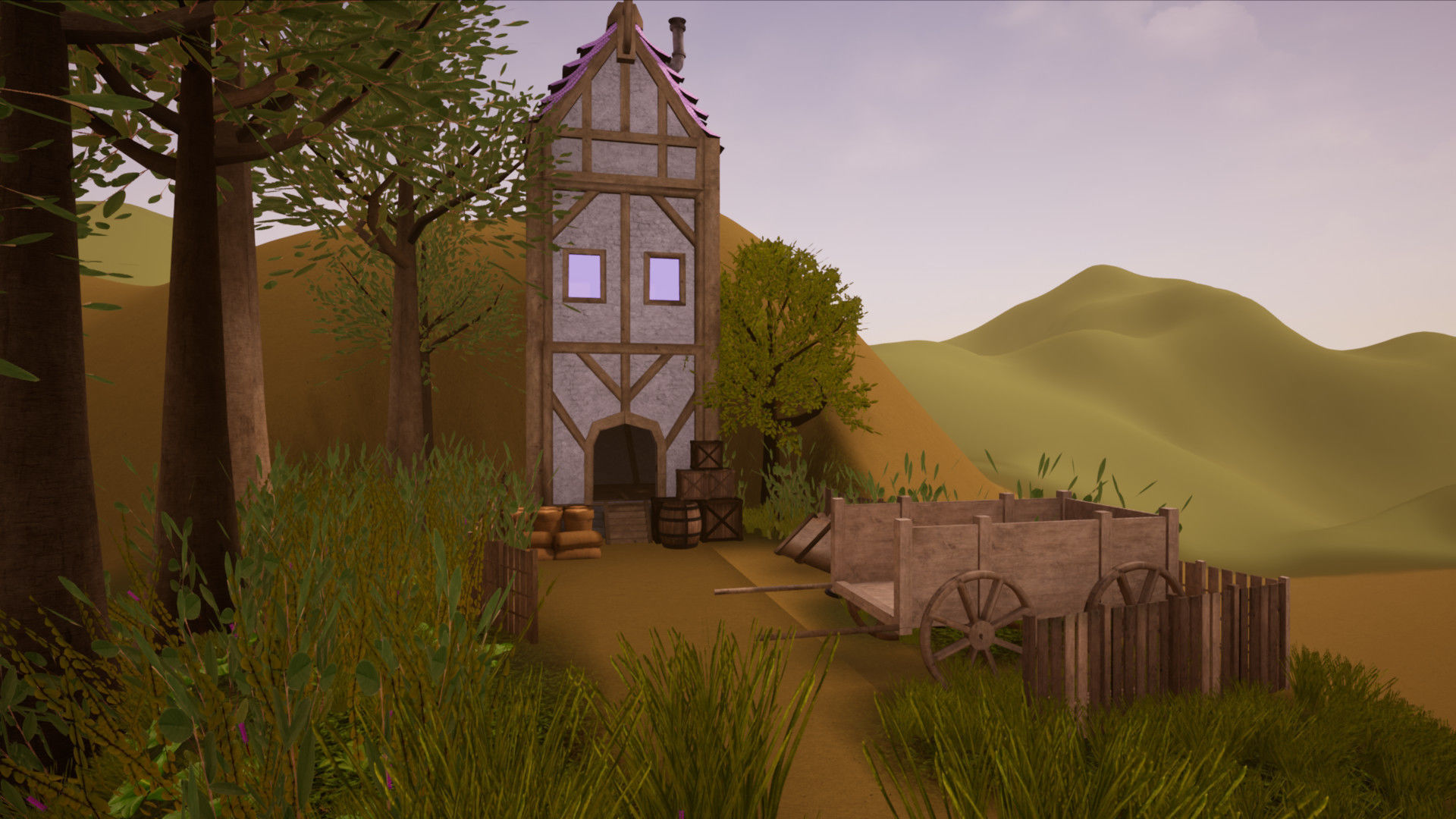 Modular Town Village Houses Kit Low-poly 3D model_5