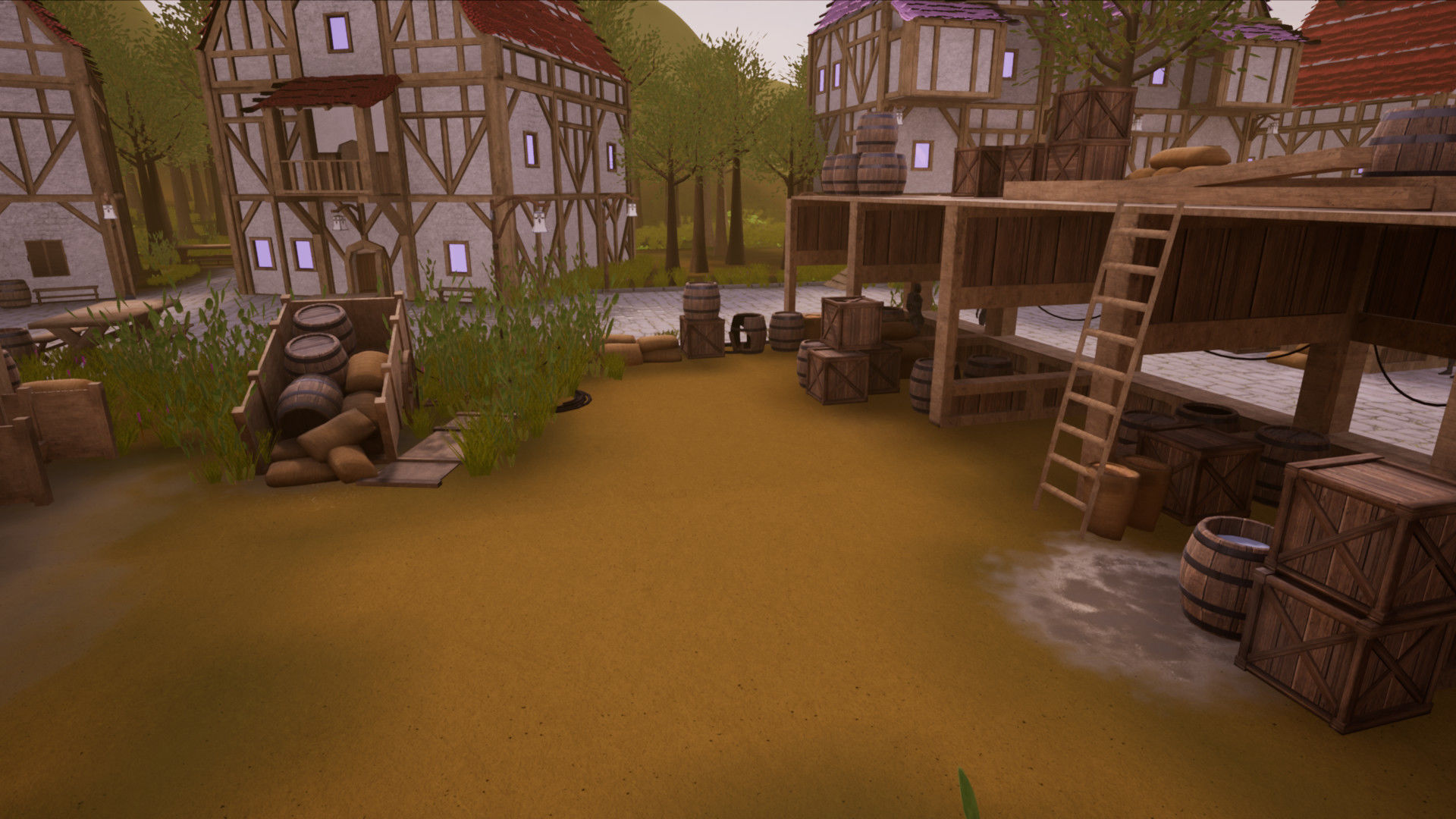 Modular Town Village Houses Kit Low-poly 3D model_9