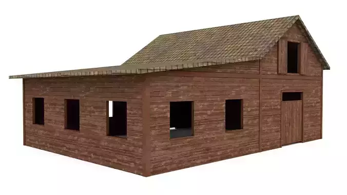 Western Barn Low-poly 3D model