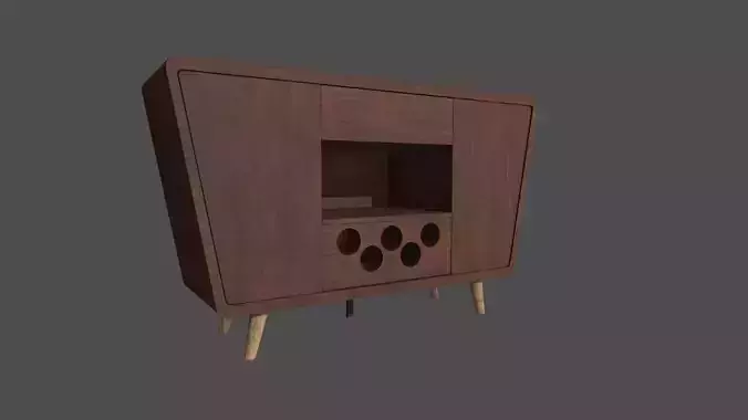 Cabinet with Wine Rack PBR LowPoly 