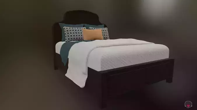 Bed Low-poly PBR 3D model Low-poly 3D model