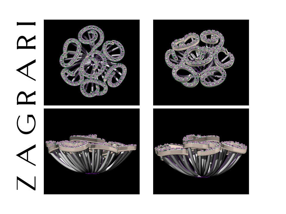 Flower Set zagari jewelry 3D print model_1