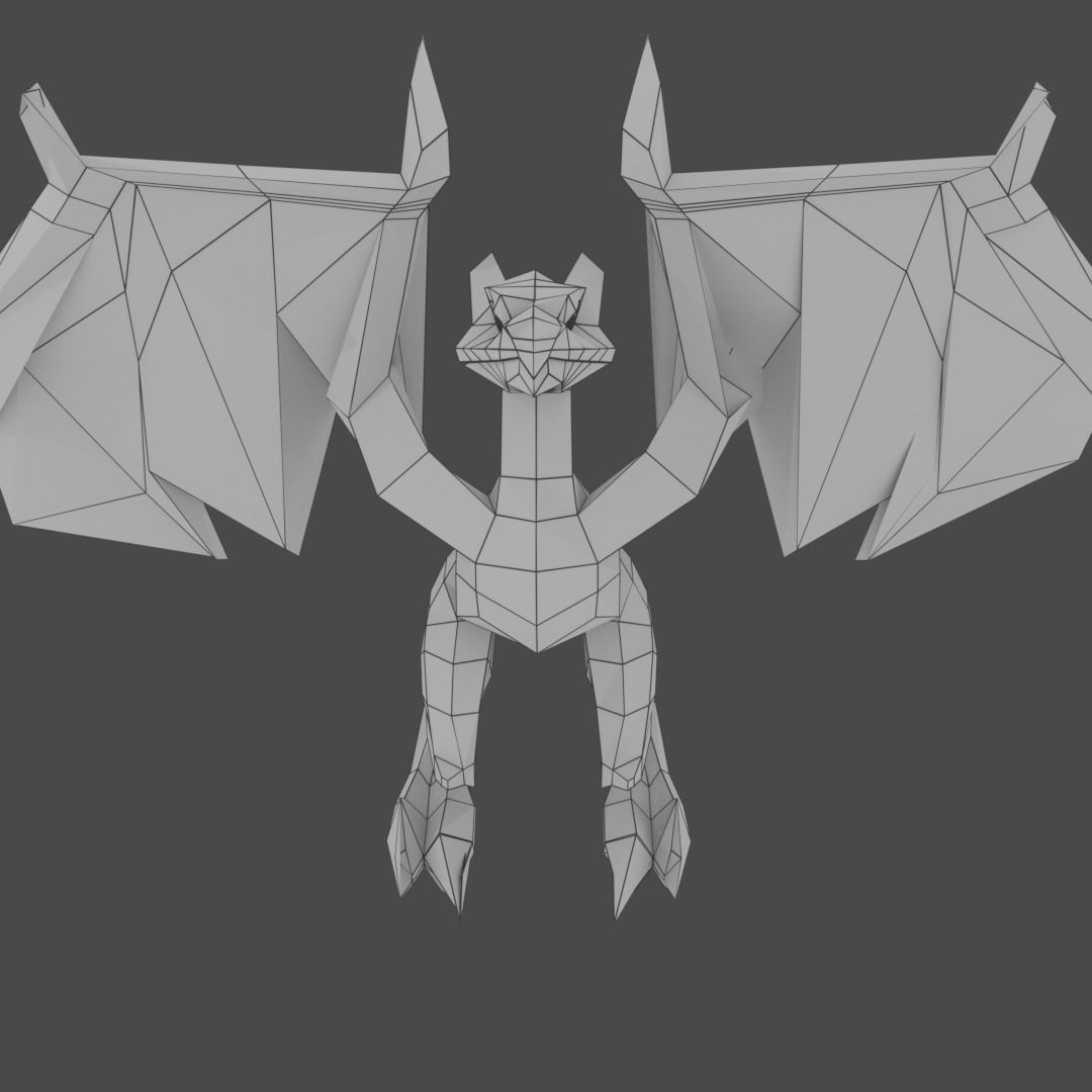 Small Flying Dragon Low-poly 3D model_6