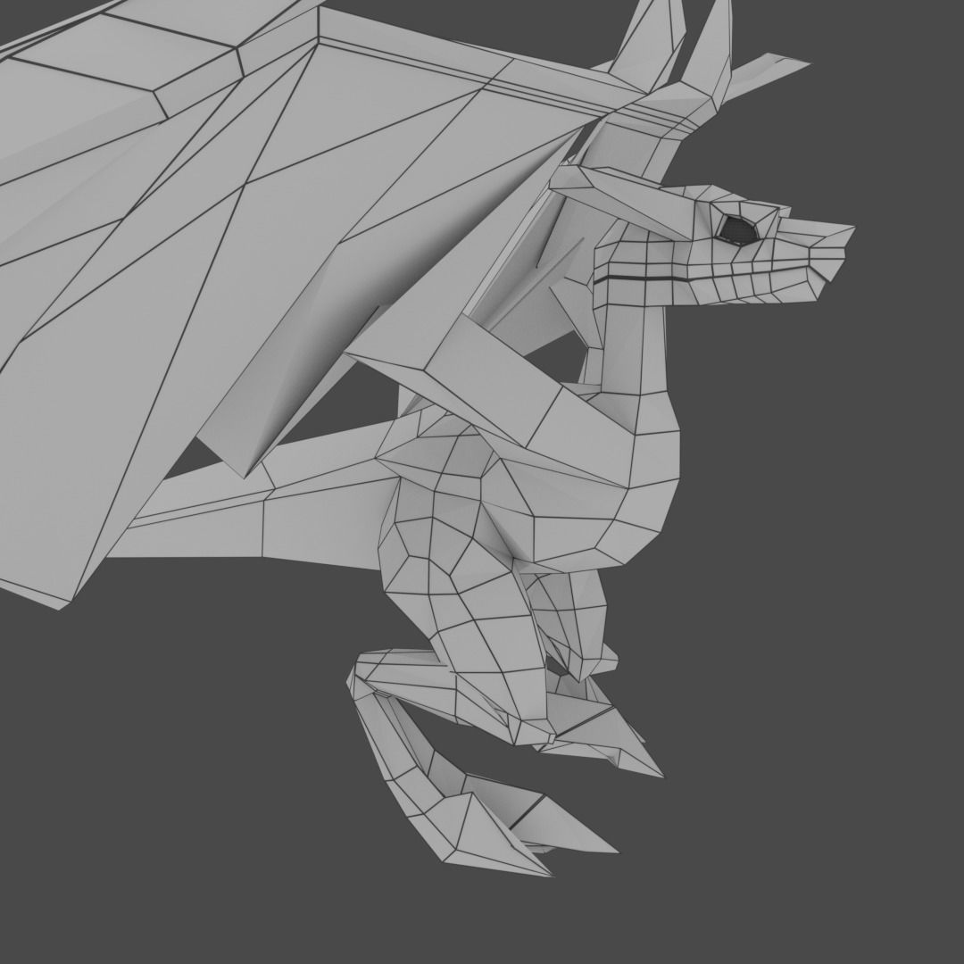 Small Flying Dragon Low-poly 3D model_2