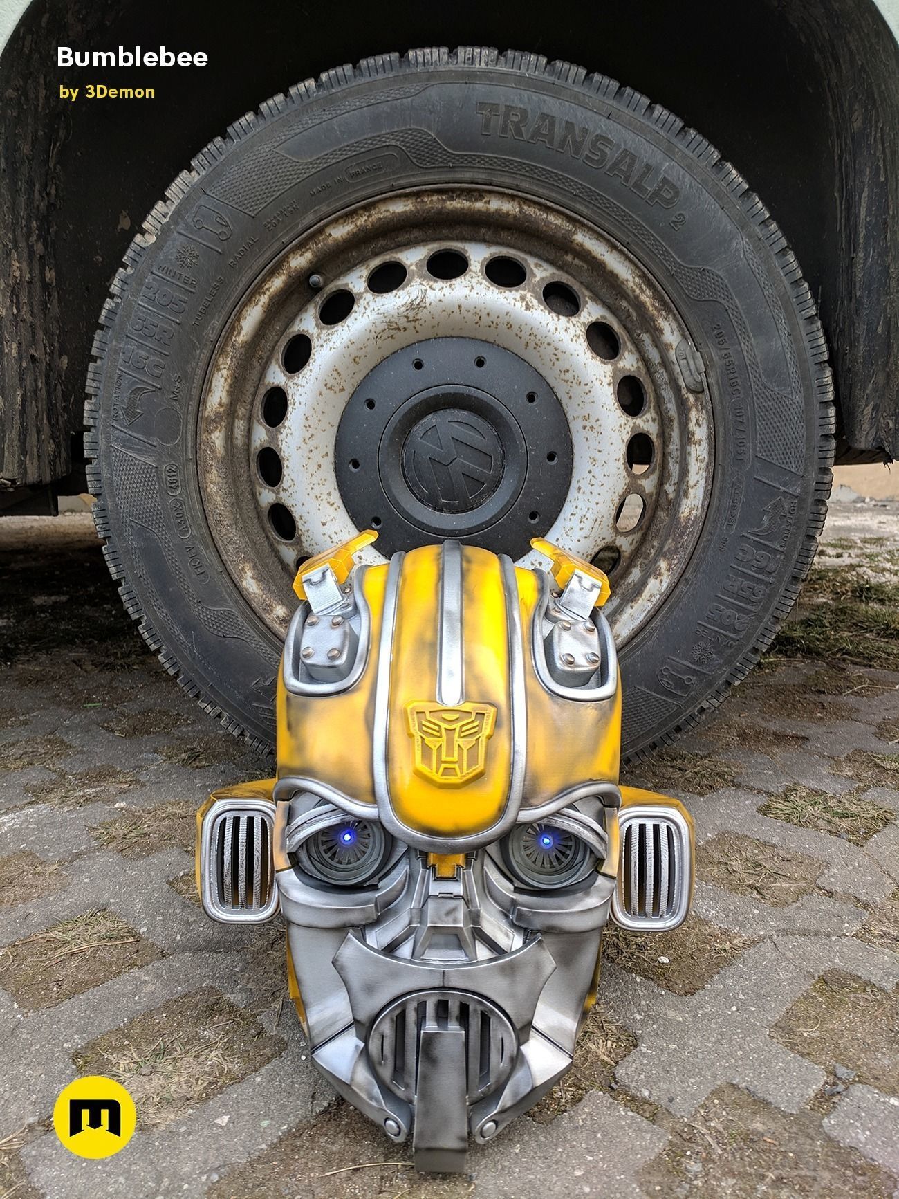 Bumblebee 2018 beetle wearable head  3D print model_3