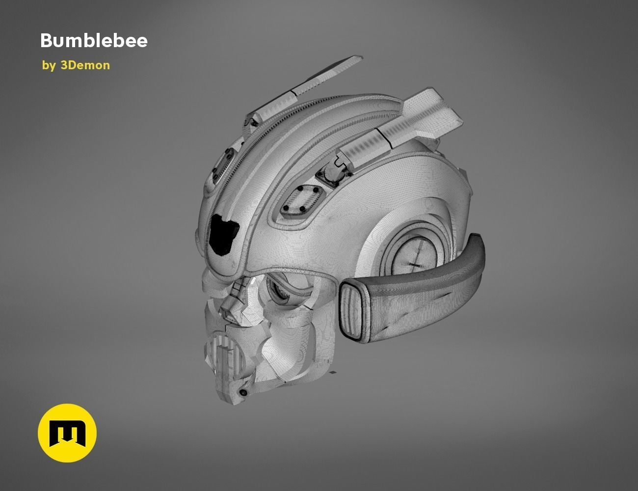 Bumblebee 2018 beetle wearable head  3D print model_29