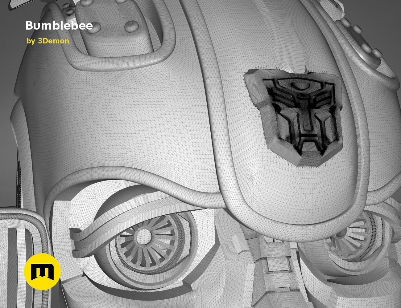 Bumblebee 2018 beetle wearable head  3D print model_26