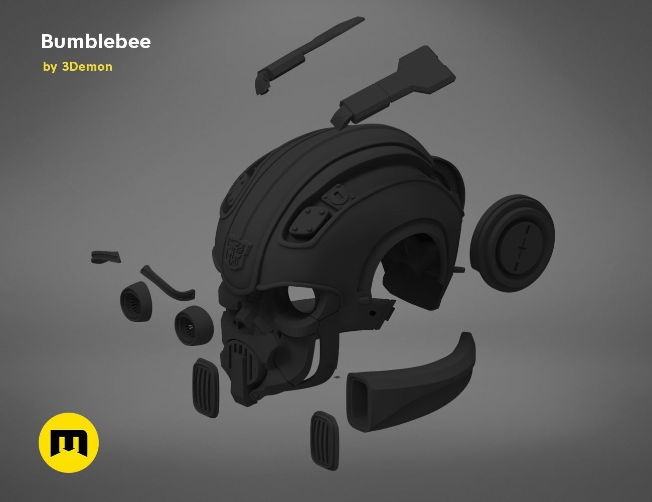 Bumblebee 2018 beetle wearable head  3D print model_9