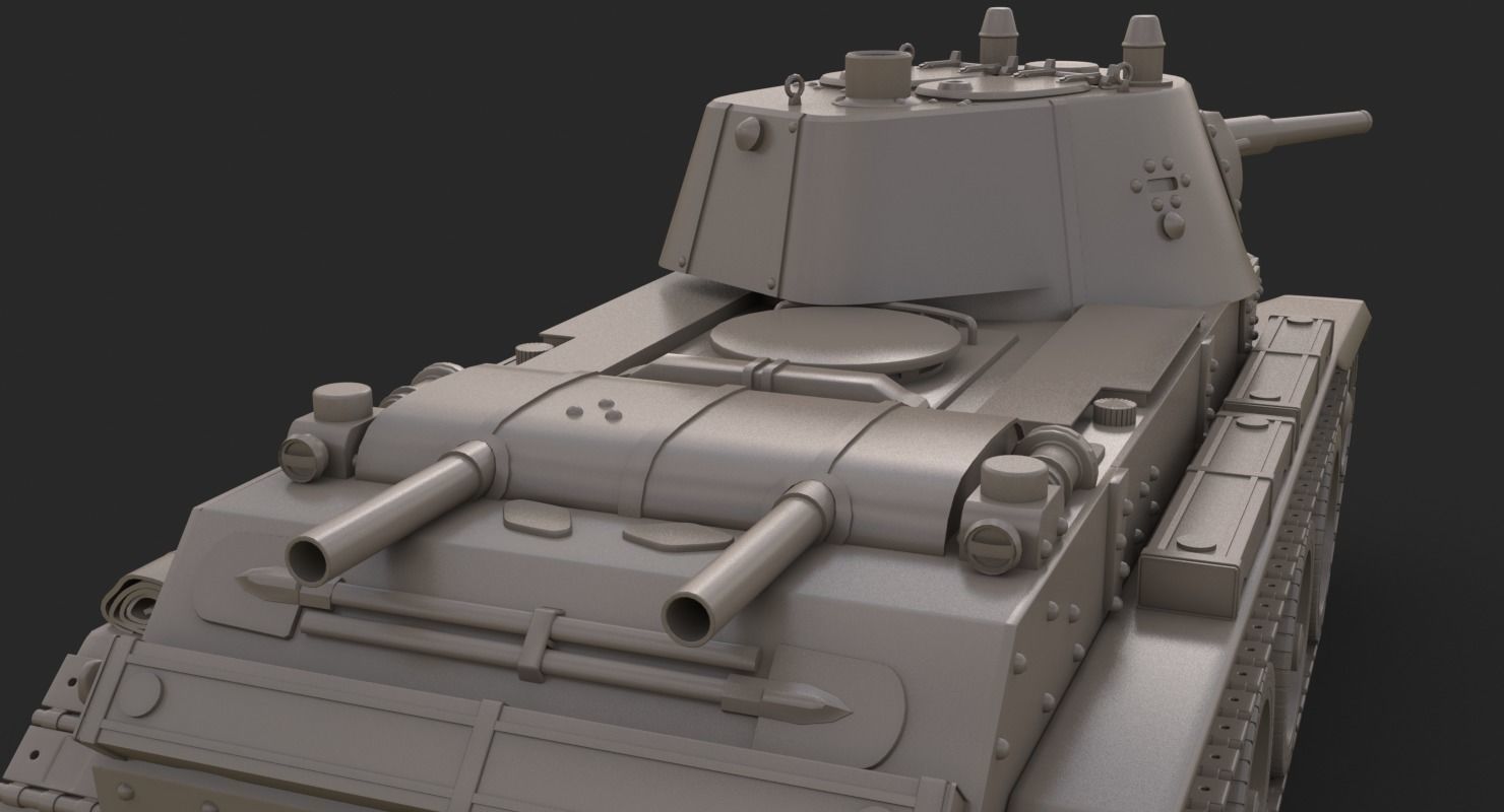 Tank BT 7 Clay Mental Ray 3D model_15