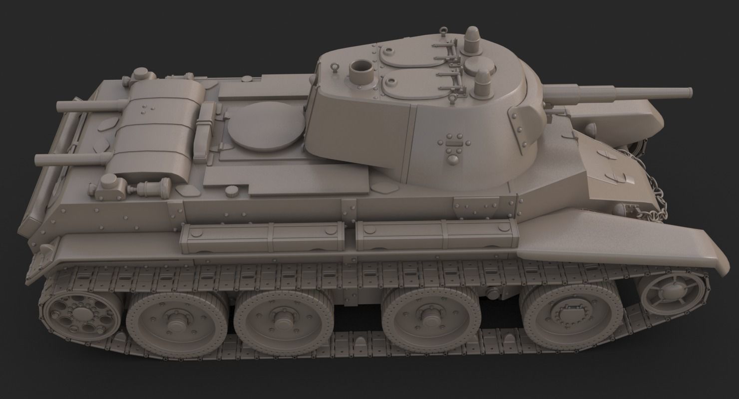 Tank BT 7 Clay Mental Ray 3D model_9