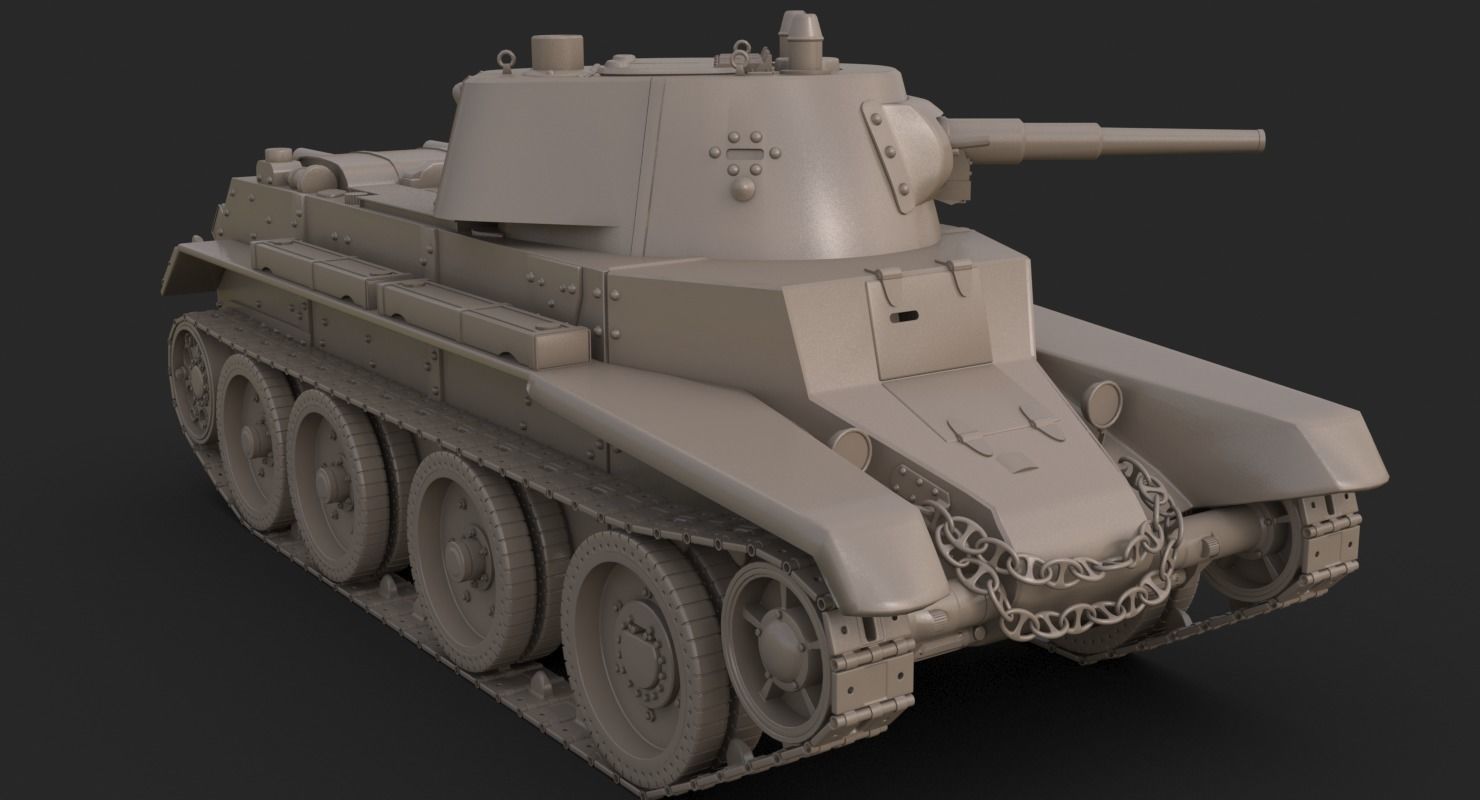 Tank BT 7 Clay Mental Ray 3D model_14