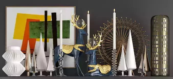 Decorative set of sculptor and decoration elements