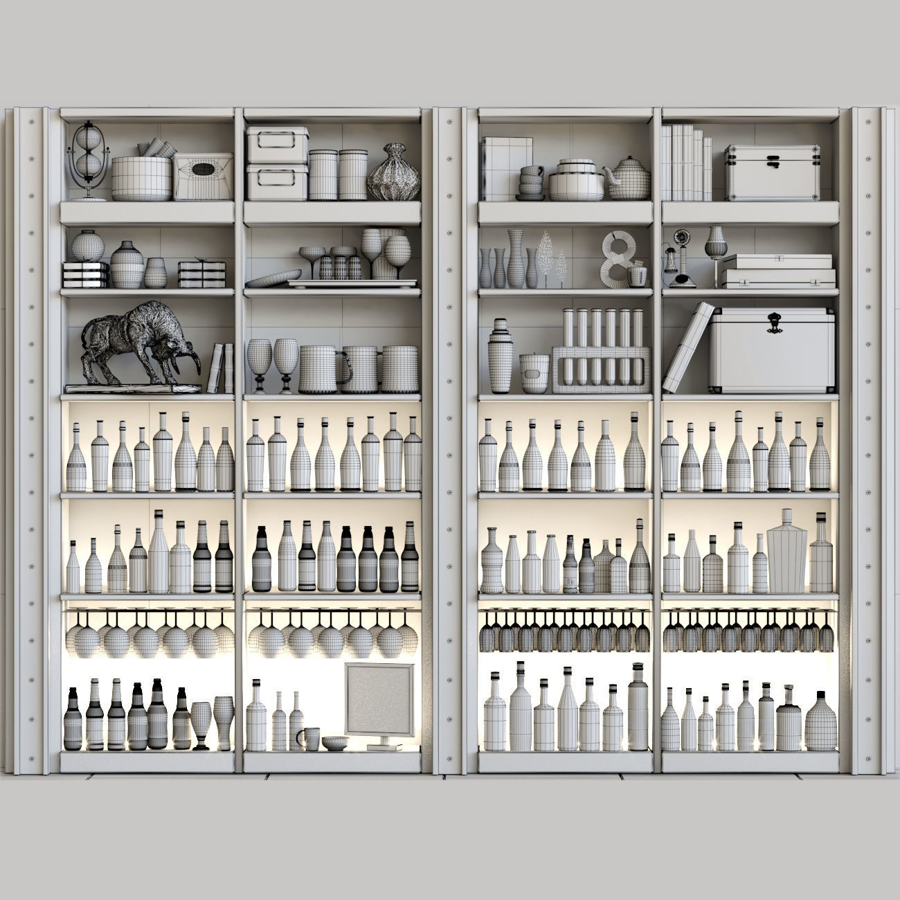 Alcohol Bar Set 4 3D model_1