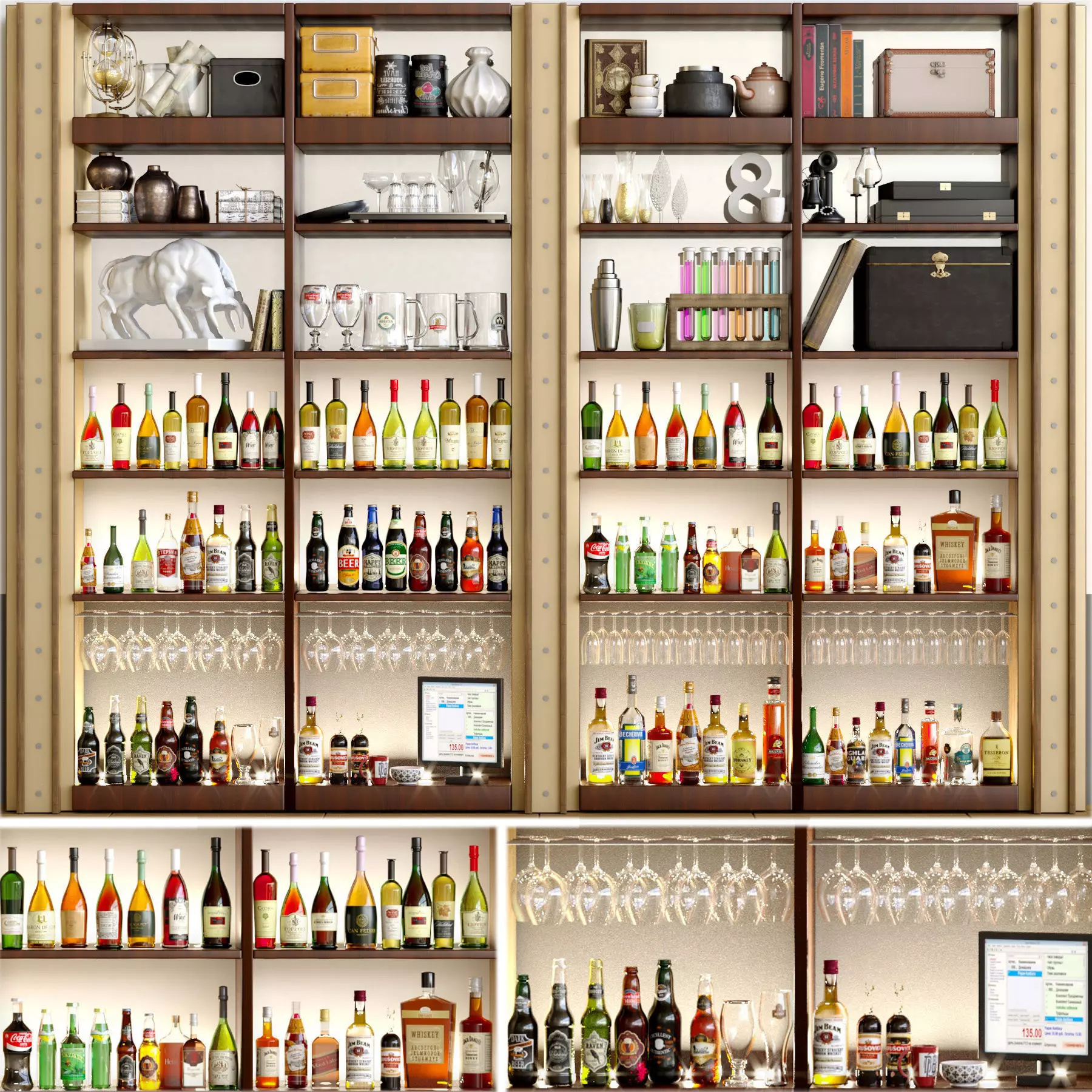 Alcohol Bar Set 4 3D model_0