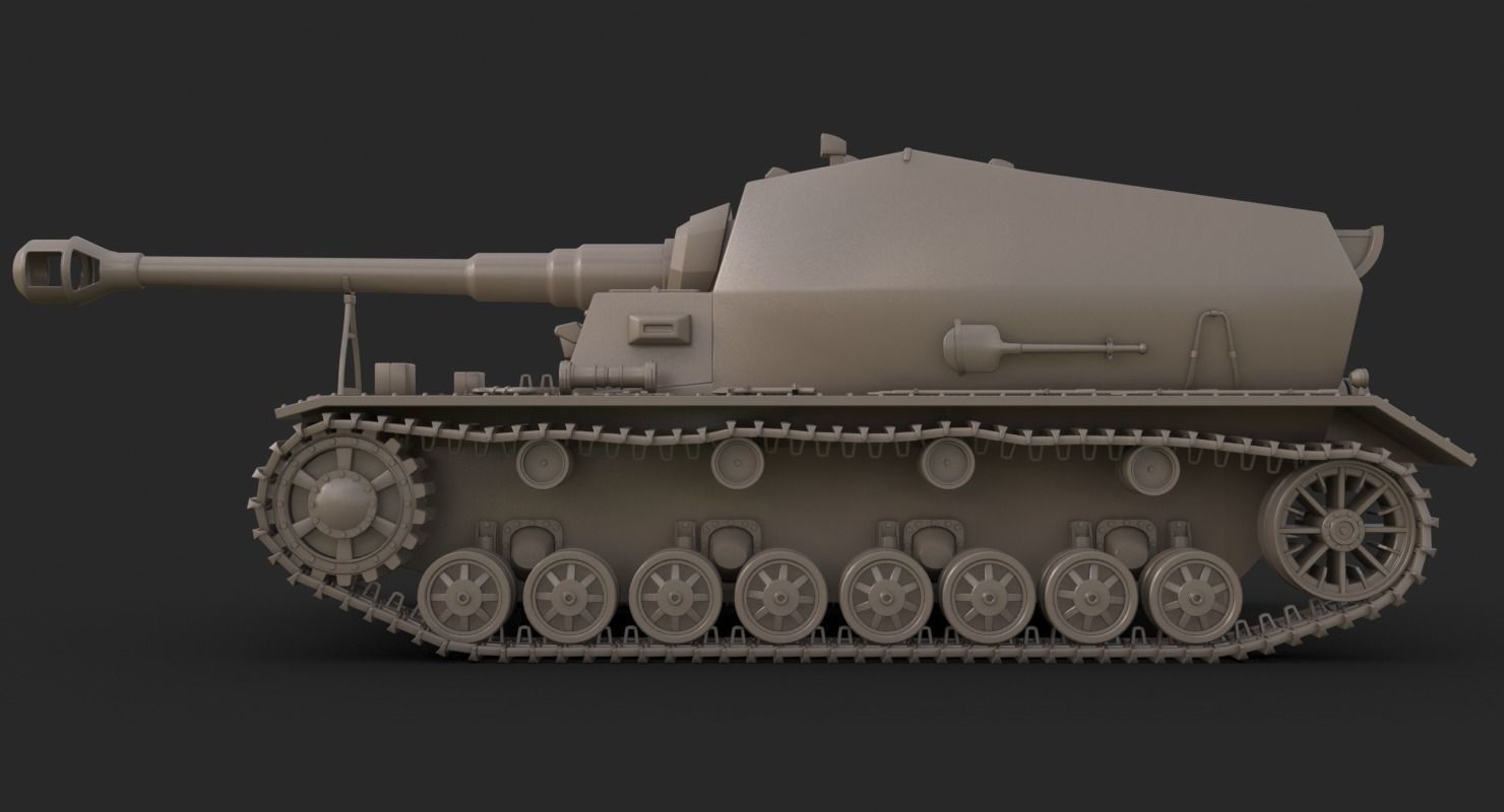 Tank K18 Auf Panzer Clay Mental Ray 3D model_4