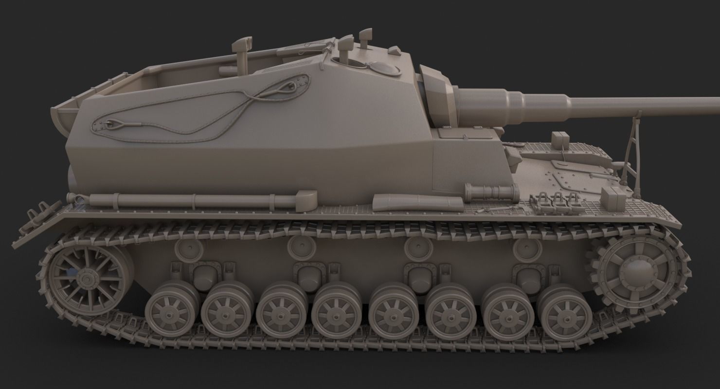 Tank K18 Auf Panzer Clay Mental Ray 3D model_12