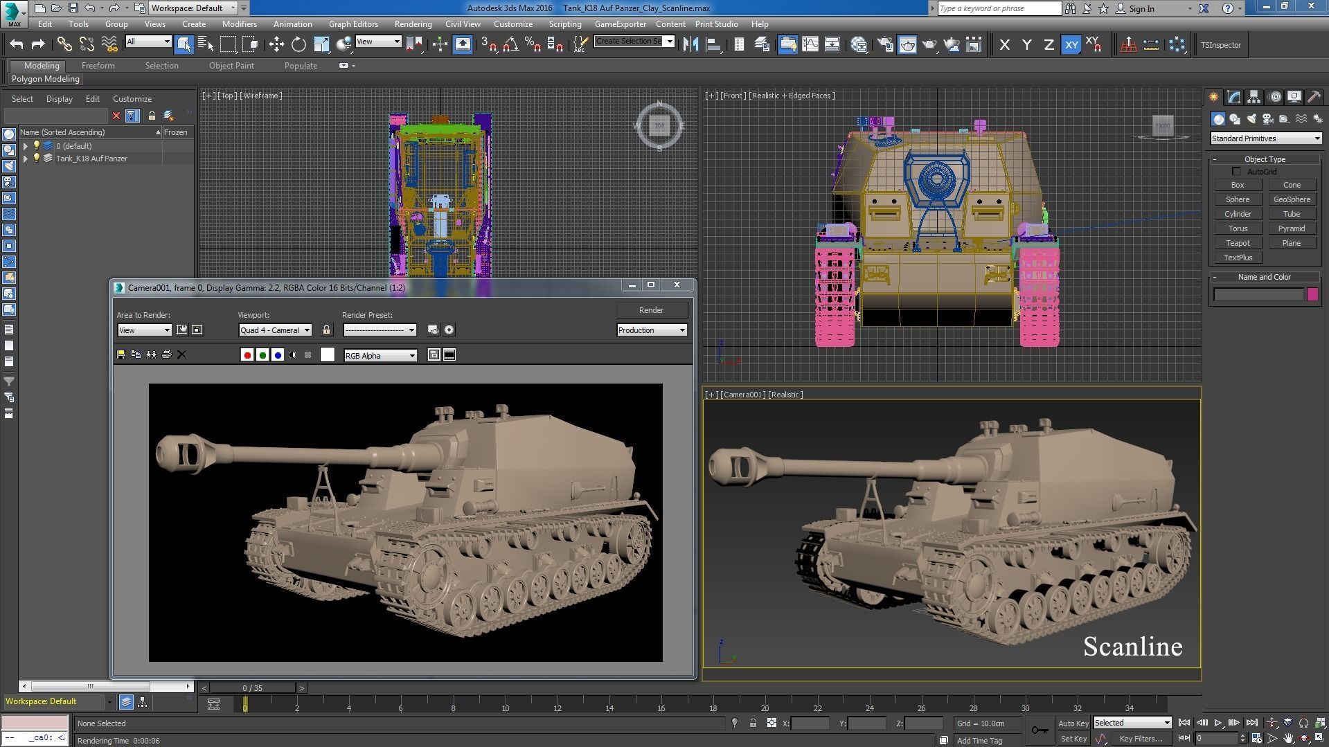 Tank K18 Auf Panzer Clay Mental Ray 3D model_28