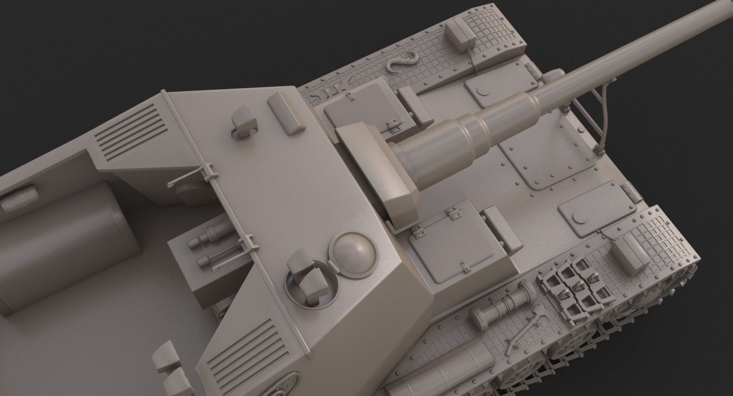 Tank K18 Auf Panzer Clay Mental Ray 3D model_14