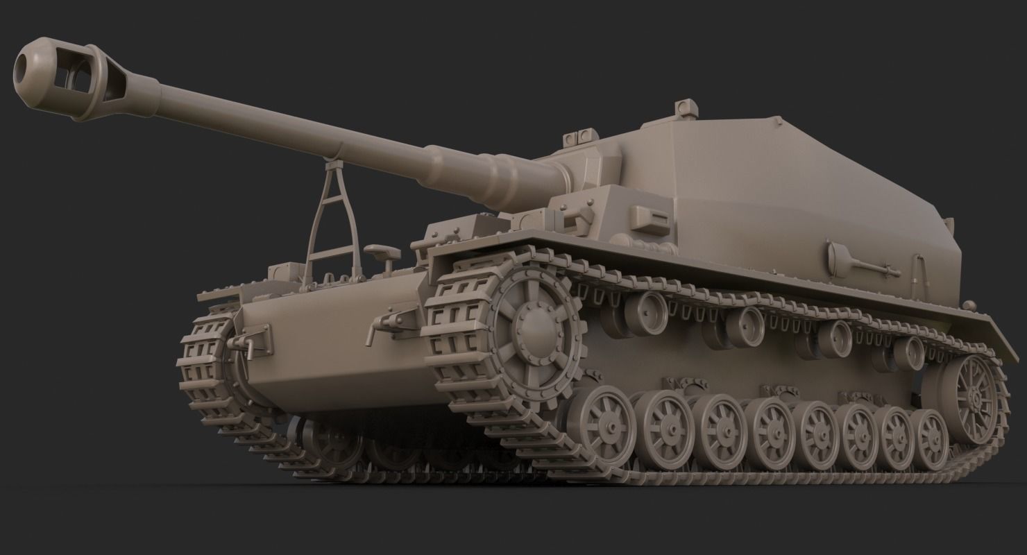 Tank K18 Auf Panzer Clay Mental Ray 3D model_3