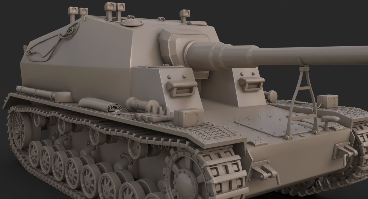 Tank K18 Auf Panzer Clay Mental Ray 3D model_13