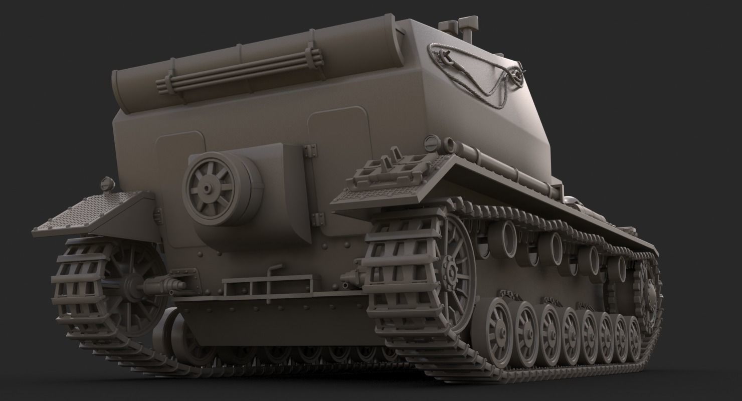 Tank K18 Auf Panzer Clay Mental Ray 3D model_9