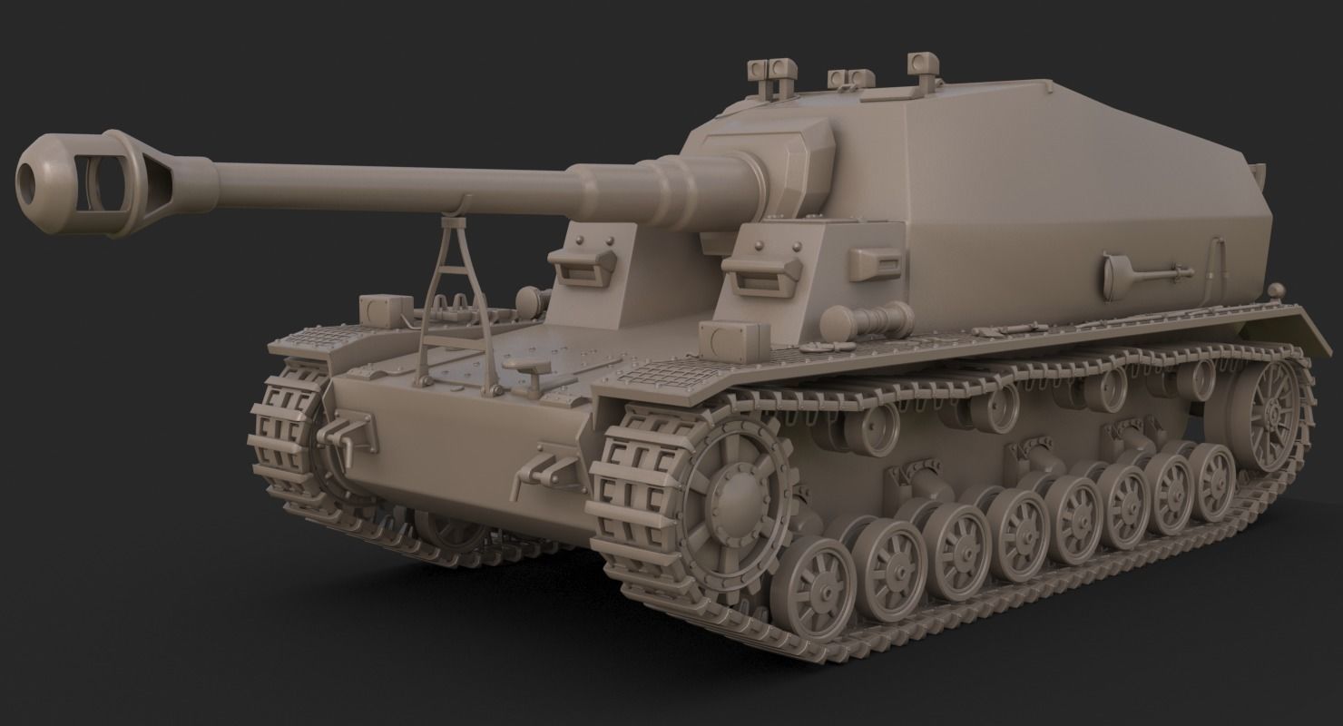 Tank K18 Auf Panzer Clay Mental Ray 3D model_2