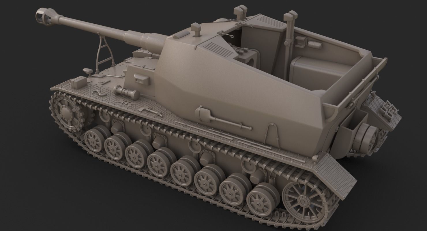 Tank K18 Auf Panzer Clay Mental Ray 3D model_5