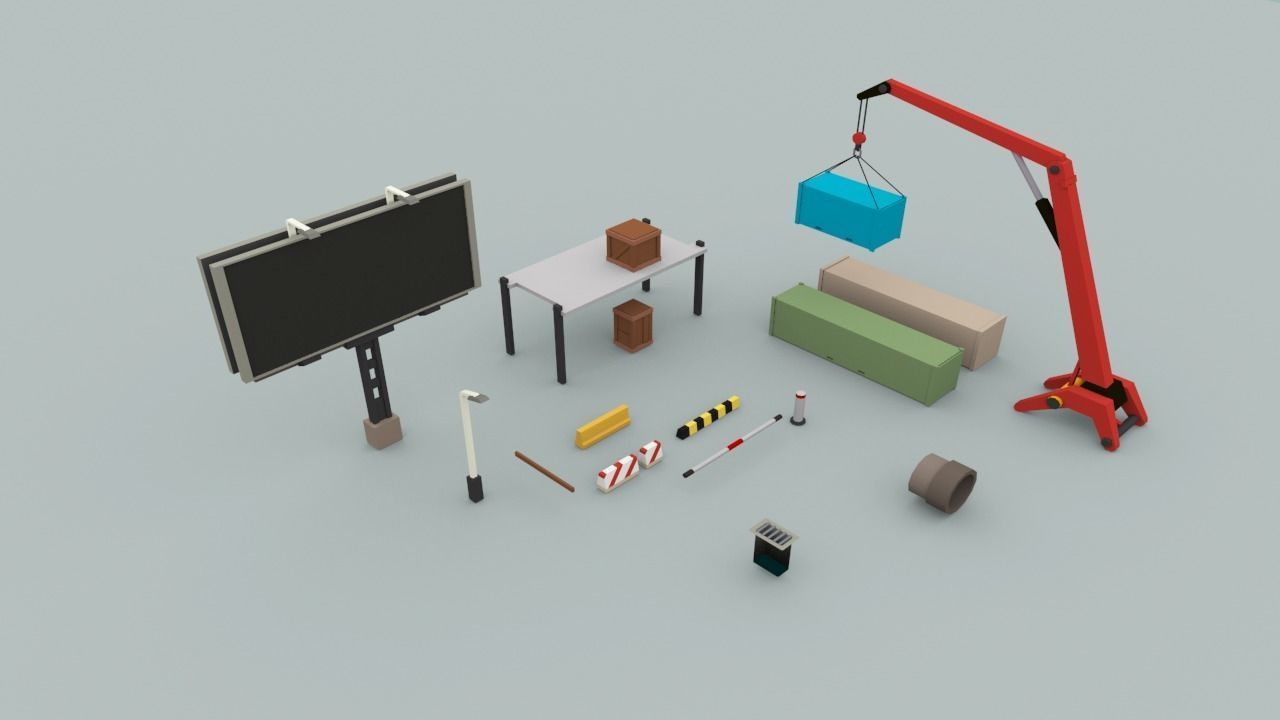 Lowpoly City Collection military base in desert Low-poly 3D model_5