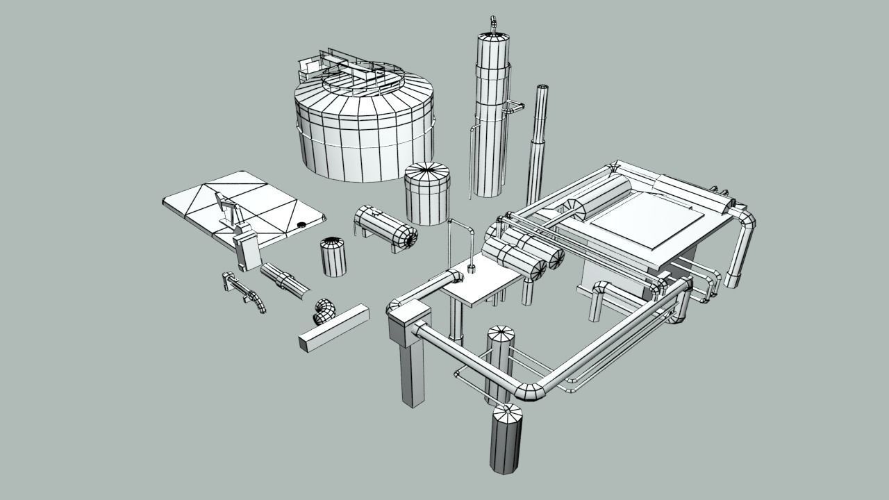 Lowpoly City Collection military base in desert Low-poly 3D model_4