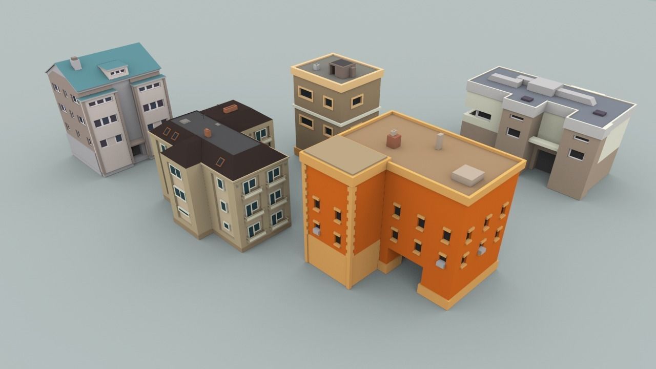 Lowpoly City Collection military base in desert Low-poly 3D model_11