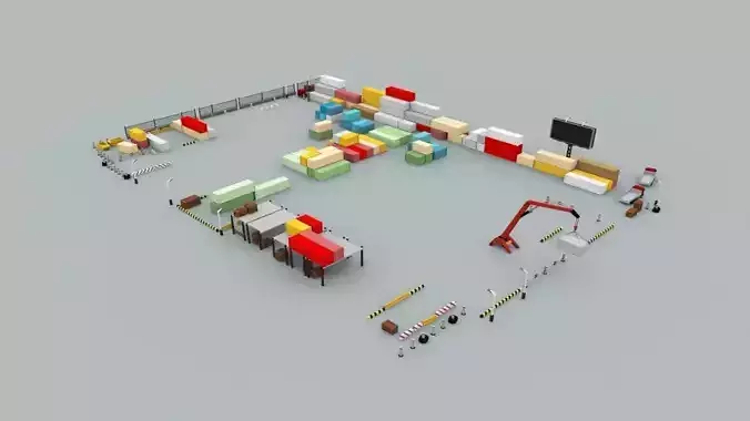 Lowpoly City Collection military base in desert