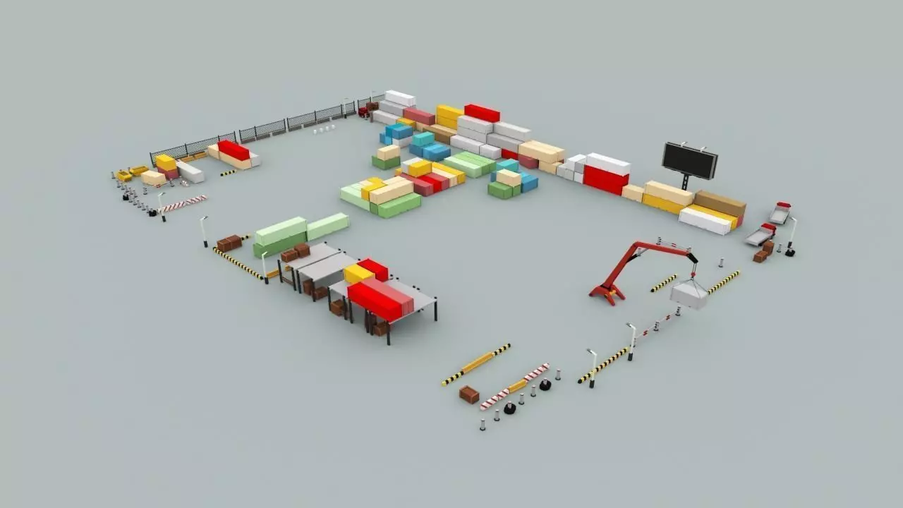 Lowpoly City Collection military base in desert Low-poly 3D model_0