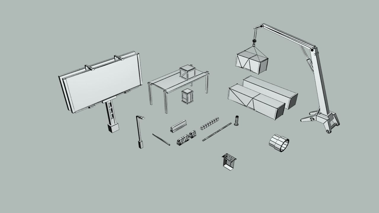 Lowpoly City Collection military base in desert Low-poly 3D model_6