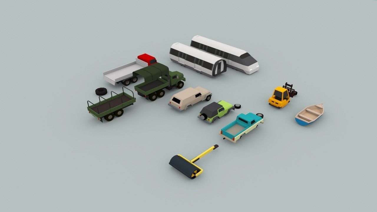 Lowpoly City Collection military base in desert Low-poly 3D model_7