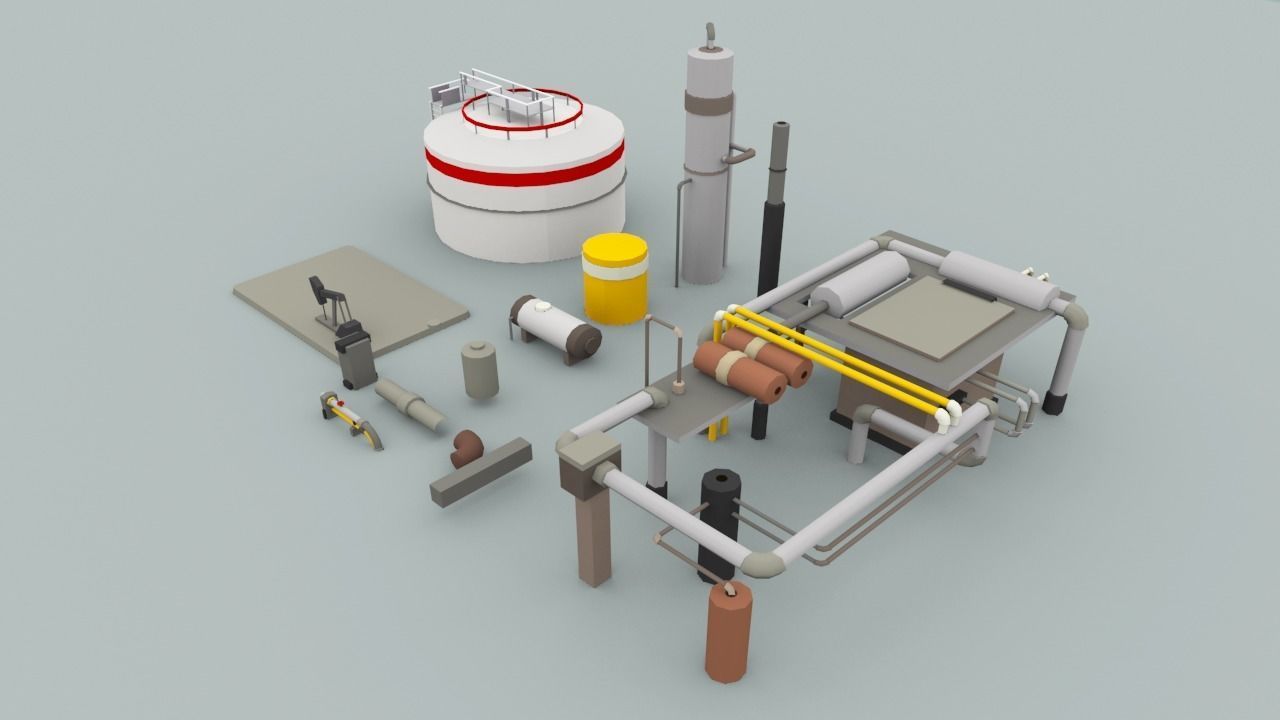 Lowpoly City Collection military base in desert Low-poly 3D model_3