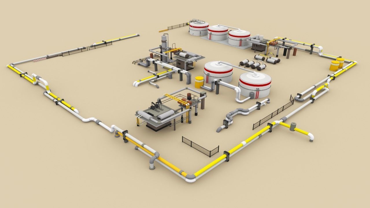 Lowpoly City Collection military base in desert Low-poly 3D model_1