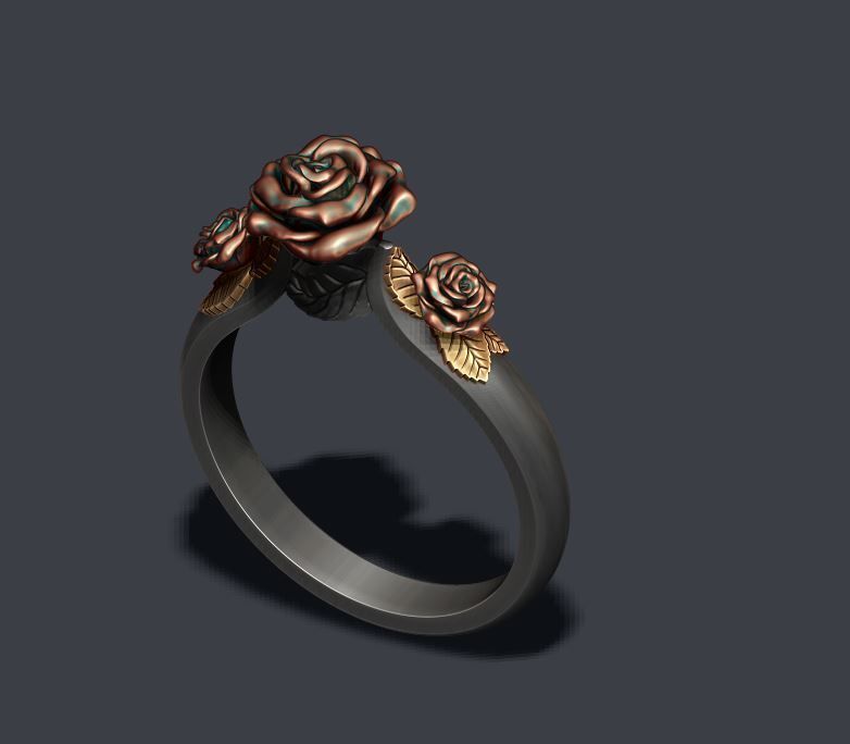 Rose ring 3D print model_7