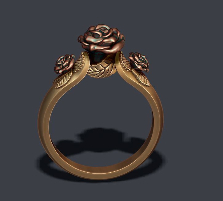 Rose ring 3D print model_4
