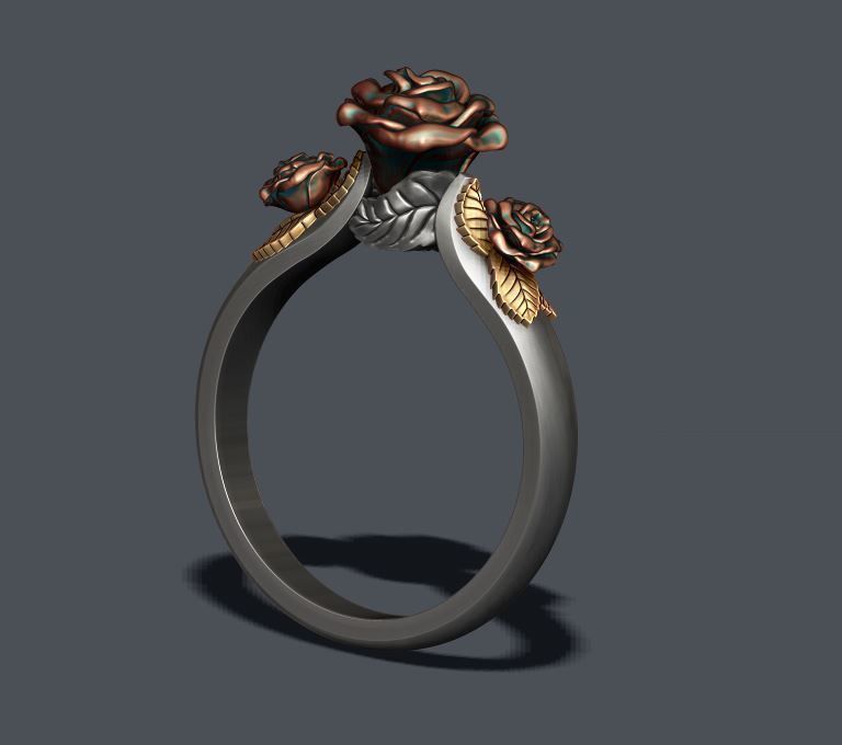 Rose ring 3D print model_8