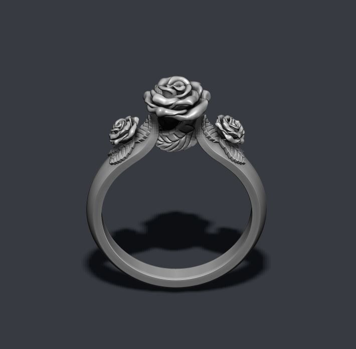 Rose ring 3D print model_5