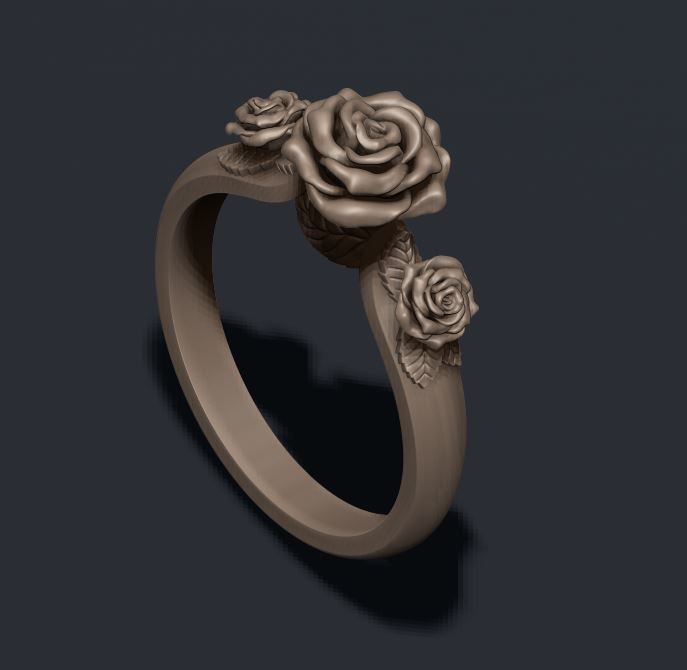 Rose ring 3D print model_2
