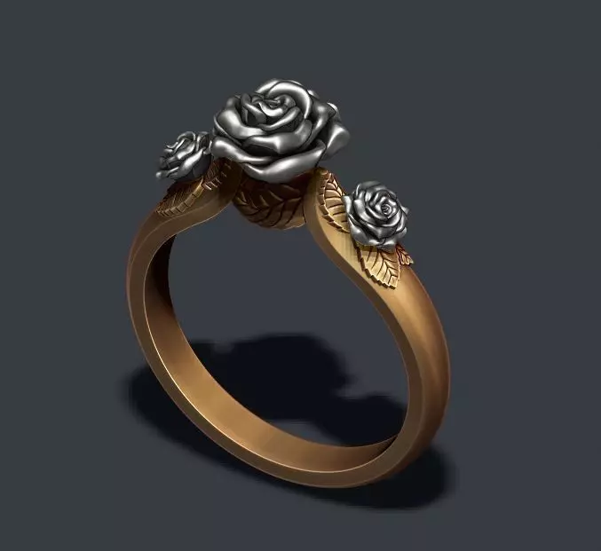 Rose ring 3D print model_0