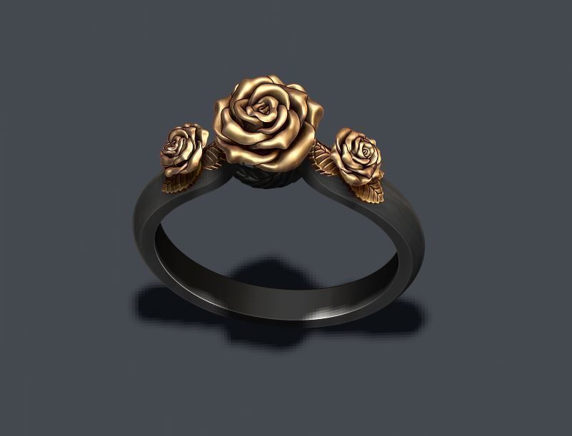 Rose ring 3D print model_1
