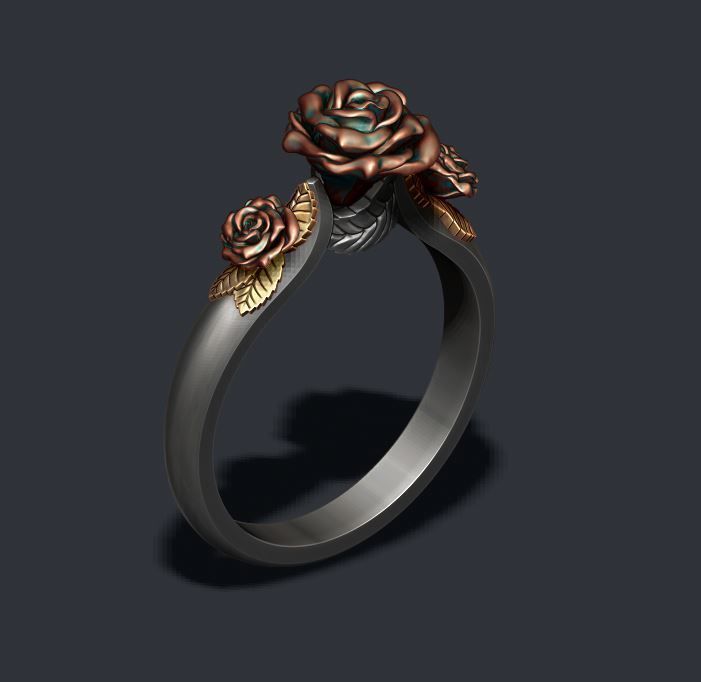 Rose ring 3D print model_6